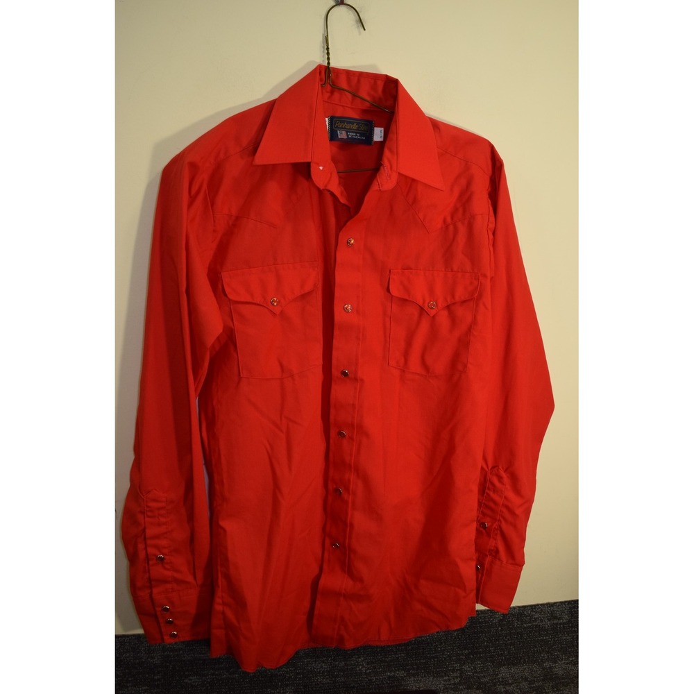 90s Panhandle Slim Western Cowboy Pearl Snap Shirt MENS 15 35 15/35 Red Y2K